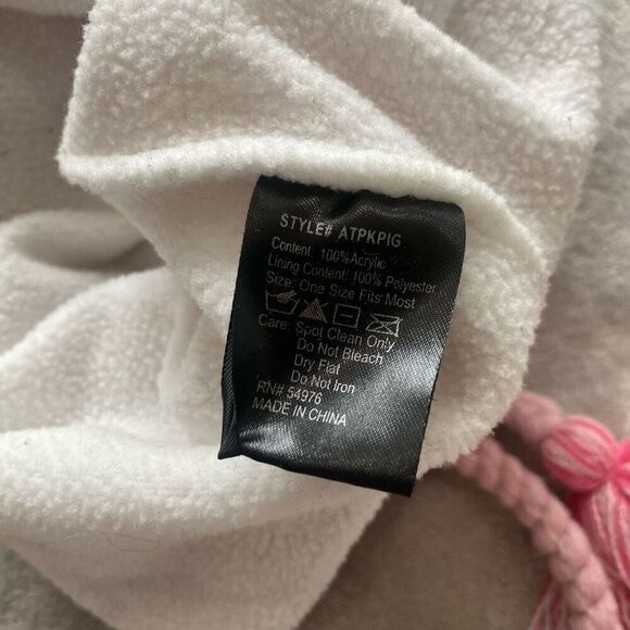 Knitted Pig Hat With Tassels - Picture 6 of 6